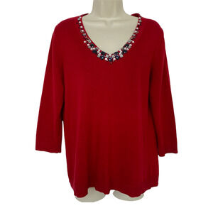 Coldwater Creek Angora Blend Sweater Medium Jeweled Embellished Dressy